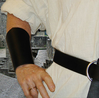 Basic Bracers shown in black leather.