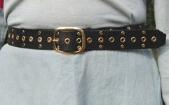 Mercenary Studded Belt shown in Black Leather and Brass.