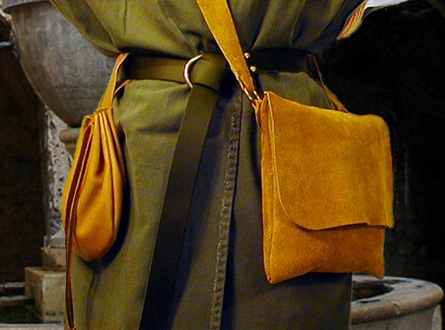 Suede Haversack Shoulder Bag shown in amber.