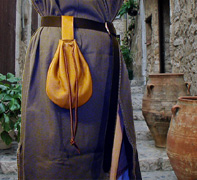 Medieval Drawstring Belt Pouch shown in Tan.
